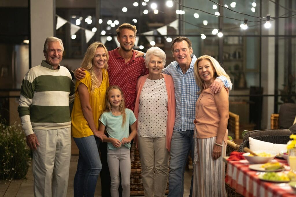 Multi-generation Caucasian family during a dinner