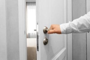 Man open the door